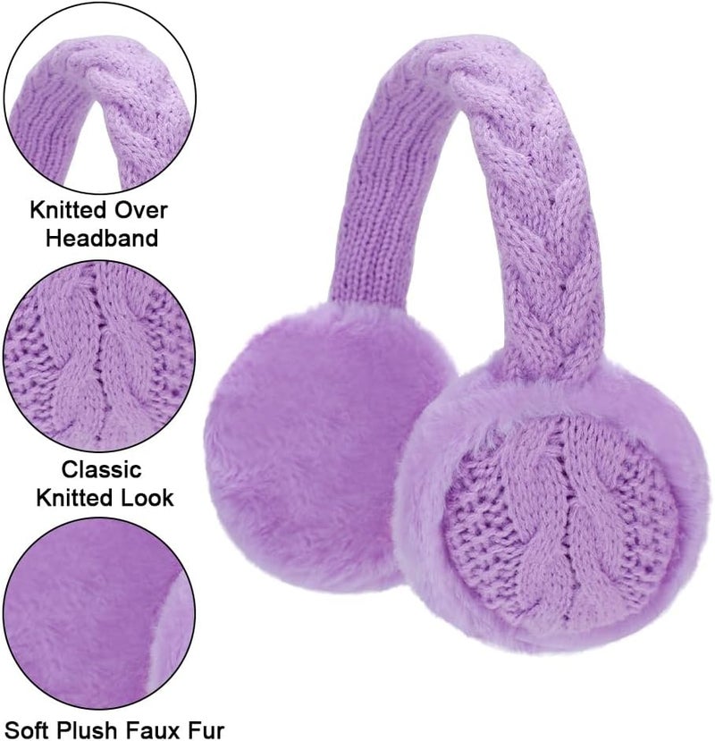 BUTITNOW Winter Knit EarMuffs for Kids Warm Furry Girls Ear Muffs Plush Toddler Ear Warmers Outdoor Ear Covers - Image 2